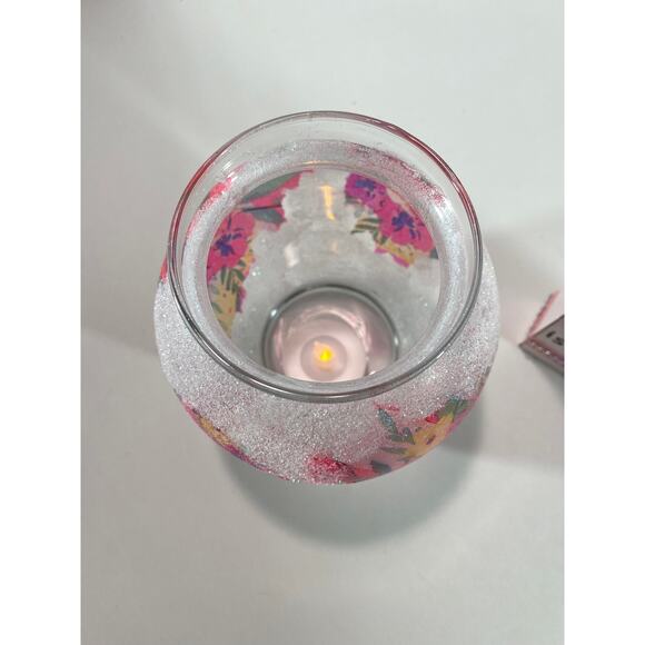 Handmade Frosted Sparkle Pink Rose Decor, Shelf Sitter Vase, Candle Holder - Picture 5 of 9